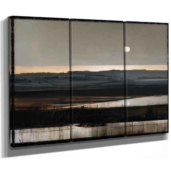 Moonlit Marshland With Rolling Hills At Dusk by Bella Frye