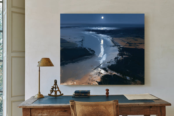 Moonlit River Estuary At Night by Bella Frye