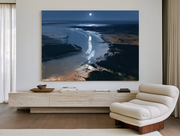 Moonlit River Estuary At Night by Bella Frye