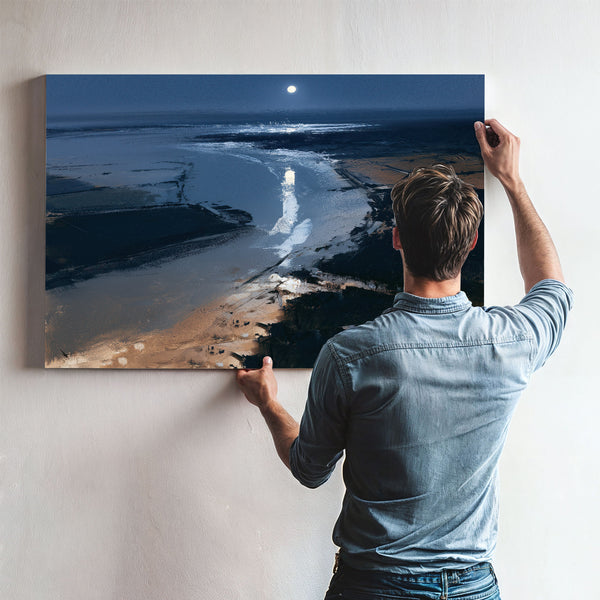 Moonlit River Estuary At Night by Bella Frye