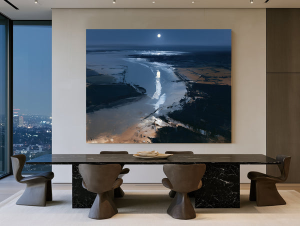 Moonlit River Estuary At Night by Bella Frye