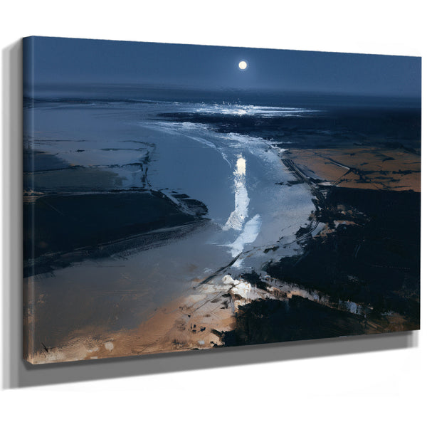 Moonlit River Estuary At Night by Bella Frye