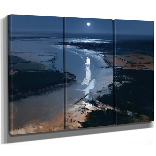 Moonlit River Estuary At Night by Bella Frye