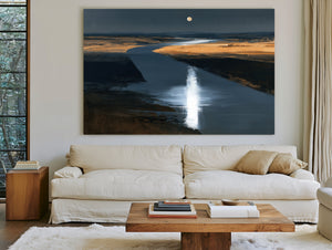 Moonlit River Through Flat Plains Night by Bella Frye