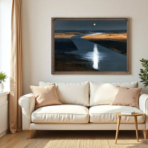 Moonlit River Through Flat Plains Night by Bella Frye