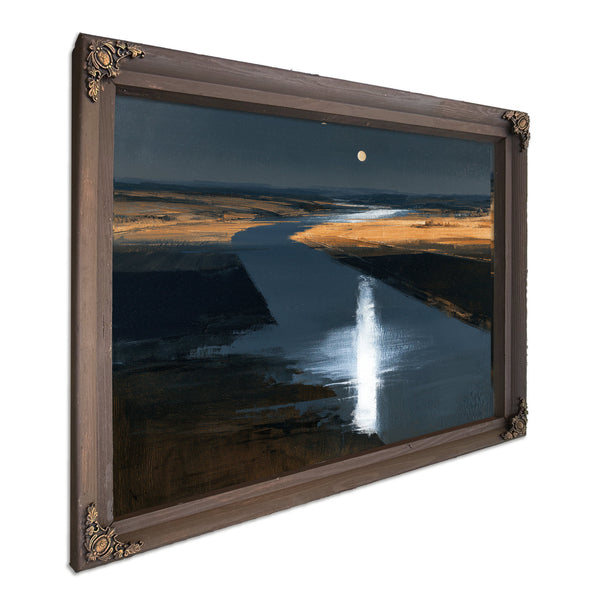 Moonlit River Through Flat Plains Night by Bella Frye