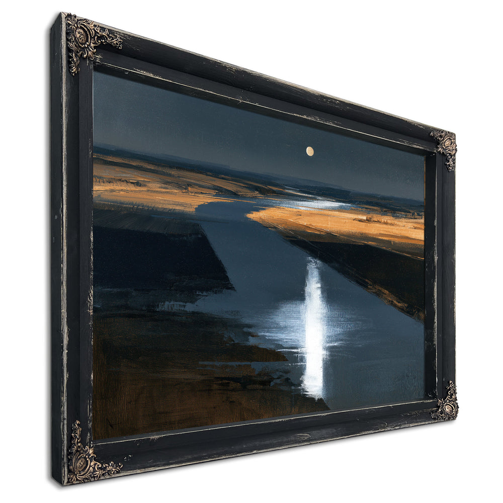 Moonlit River Through Flat Plains Night by Bella Frye