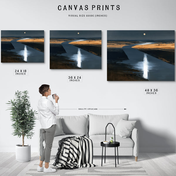 Moonlit River Through Flat Plains Night by Bella Frye