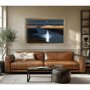 Moonlit River Through Flat Plains Night by Bella Frye