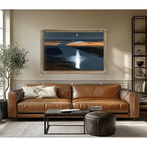 Moonlit River Through Flat Plains Night by Bella Frye
