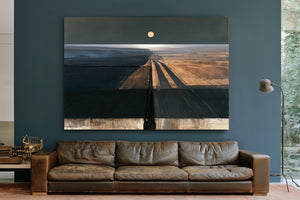 Moonlit Road Through Dark Farmland by Bella Frye