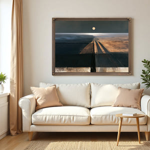Moonlit Road Through Dark Farmland by Bella Frye
