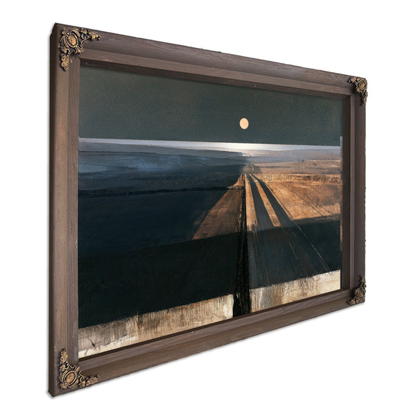 Moonlit Road Through Dark Farmland by Bella Frye