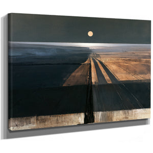 Moonlit Road Through Dark Farmland by Bella Frye