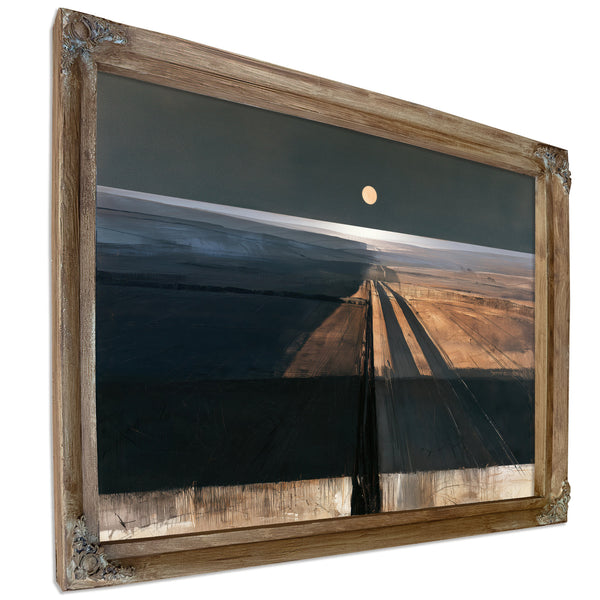 Moonlit Road Through Dark Farmland by Bella Frye