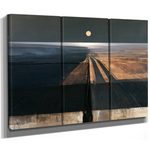 Moonlit Road Through Dark Farmland by Bella Frye