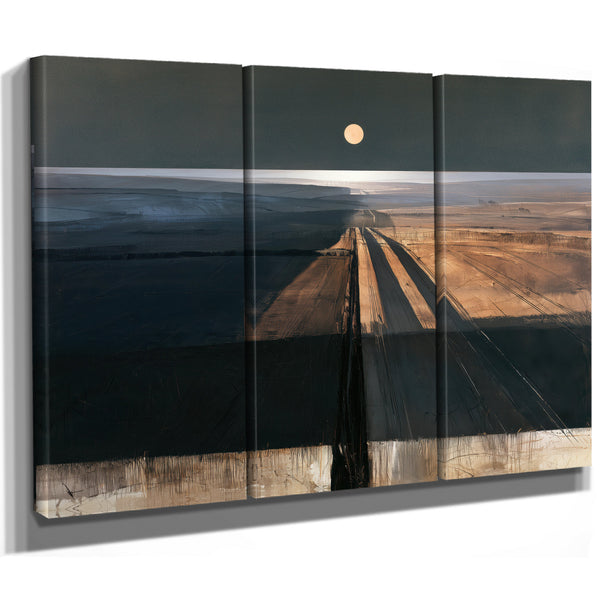 Moonlit Road Through Dark Farmland by Bella Frye