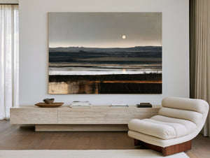 Moonlit Wetland Landscape At Dusk by Bella Frye