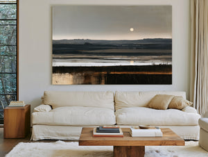 Moonlit Wetland Landscape At Dusk by Bella Frye