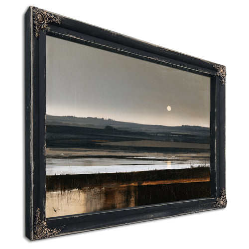 Moonlit Wetland Landscape At Dusk by Bella Frye