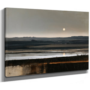 Moonlit Wetland Landscape At Dusk by Bella Frye