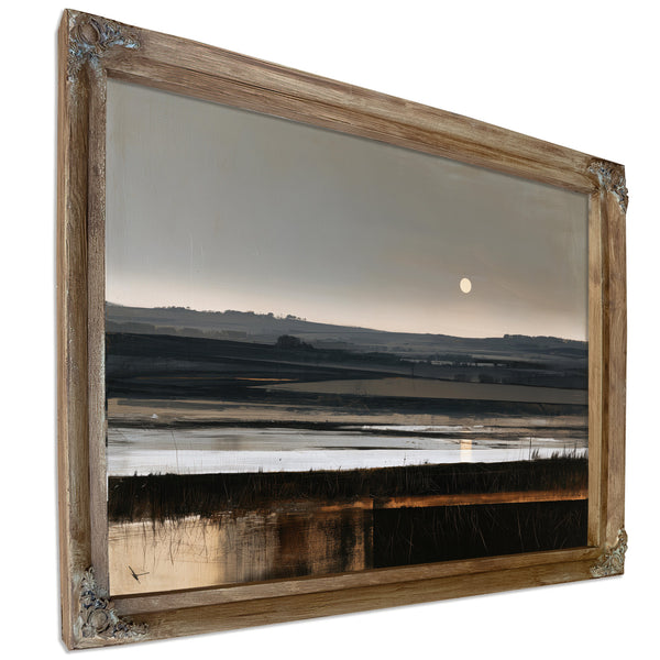Moonlit Wetland Landscape At Dusk by Bella Frye