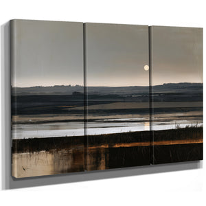 Moonlit Wetland Landscape At Dusk by Bella Frye