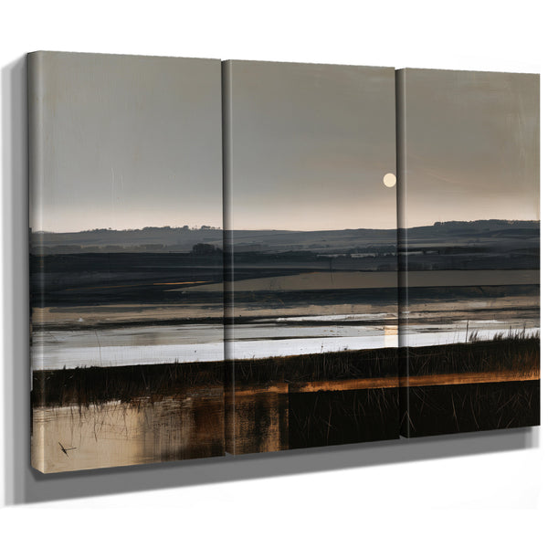 Moonlit Wetland Landscape At Dusk by Bella Frye