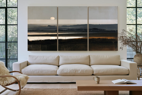 Moonrise Over Misty Marshland At Dusk by Bella Frye