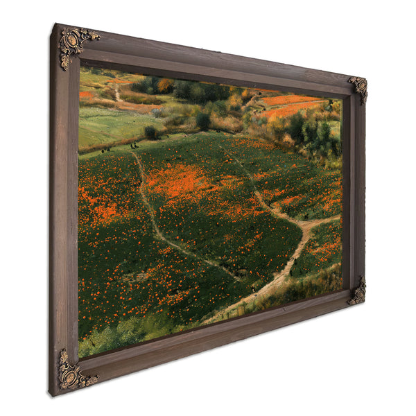 Orange Wildflower Hills With Winding Path by Bella Frye