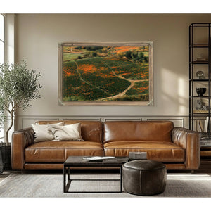 Orange Wildflower Hills With Winding Path by Bella Frye