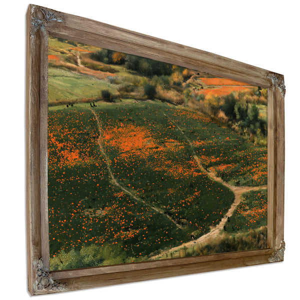 Orange Wildflower Hills With Winding Path by Bella Frye