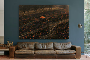 Pumpkin Harvest Field With Dark Cart by Bella Frye