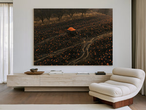Pumpkin Harvest Field With Dark Cart by Bella Frye