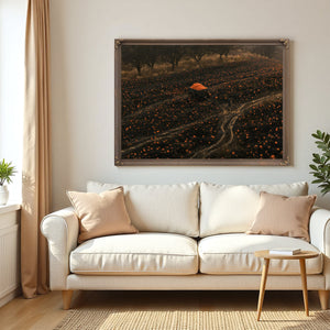 Pumpkin Harvest Field With Dark Cart by Bella Frye