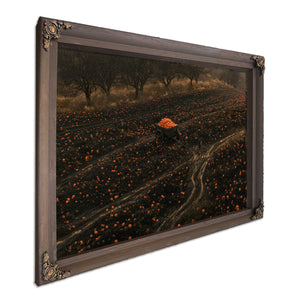Pumpkin Harvest Field With Dark Cart by Bella Frye