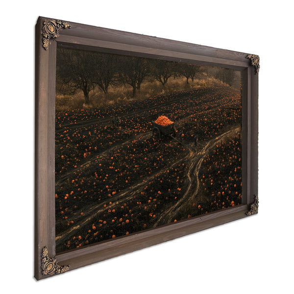 Pumpkin Harvest Field With Dark Cart by Bella Frye