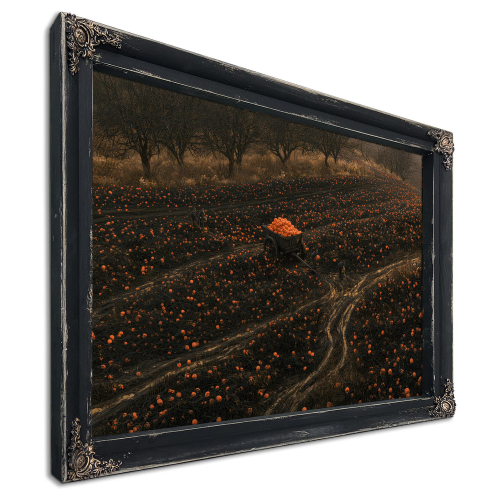 Pumpkin Harvest Field With Dark Cart by Bella Frye