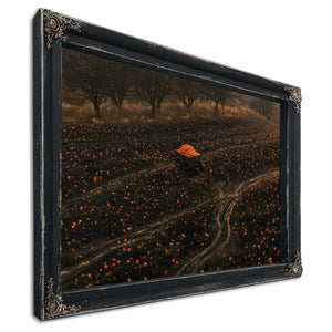 Pumpkin Harvest Field With Dark Cart by Bella Frye