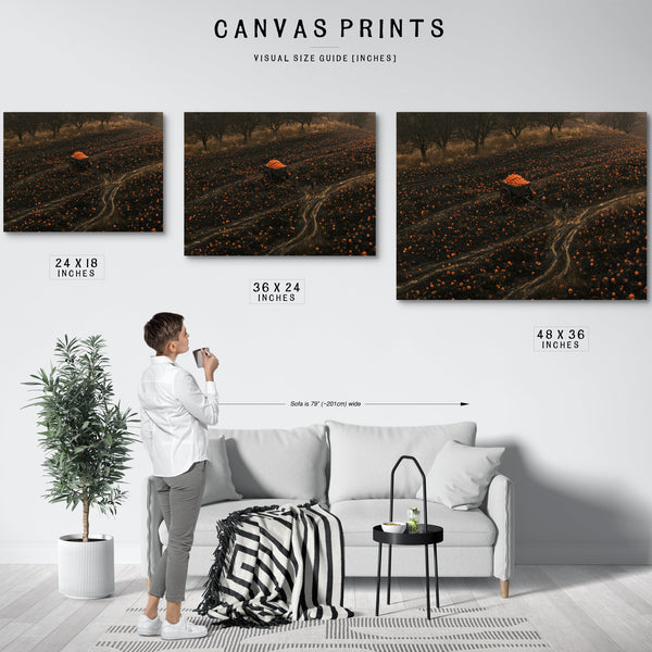 Pumpkin Harvest Field With Dark Cart by Bella Frye