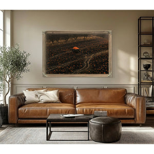 Pumpkin Harvest Field With Dark Cart by Bella Frye