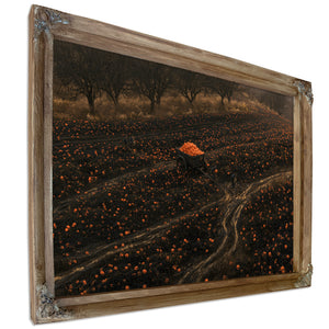 Pumpkin Harvest Field With Dark Cart by Bella Frye