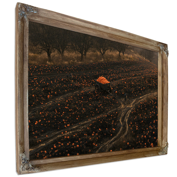 Pumpkin Harvest Field With Dark Cart by Bella Frye