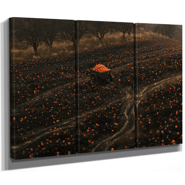 Pumpkin Harvest Field With Dark Cart by Bella Frye