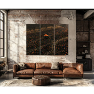 Pumpkin Harvest Field With Dark Cart by Bella Frye