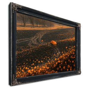 Pumpkin Harvest Field At Dusk Workers by Bella Frye
