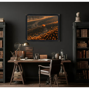 Pumpkin Harvest Field At Dusk Workers by Bella Frye