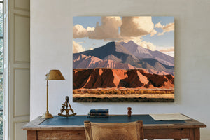 Red Desert Cliffs And Mountain At Midday by Bella Frye