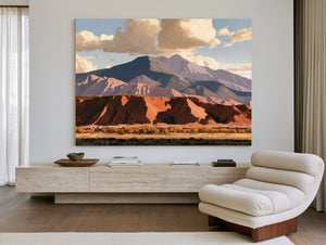 Red Desert Cliffs And Mountain At Midday by Bella Frye