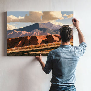 Red Desert Cliffs And Mountain At Midday by Bella Frye